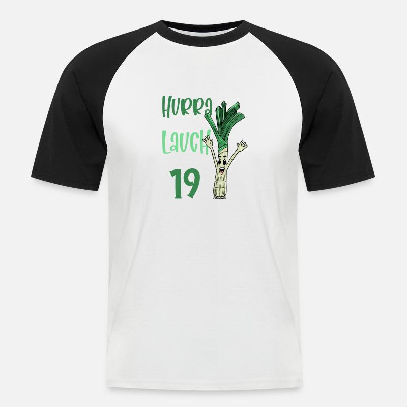 Hurra der Lauch wird 19 - Männer Baseball-T-Shirt - Weiß/Schwarz