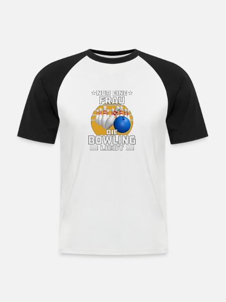 FRAU DIE BOWLING LIEBT - Männer Baseball-T-Shirt - Weiß/Schwarz