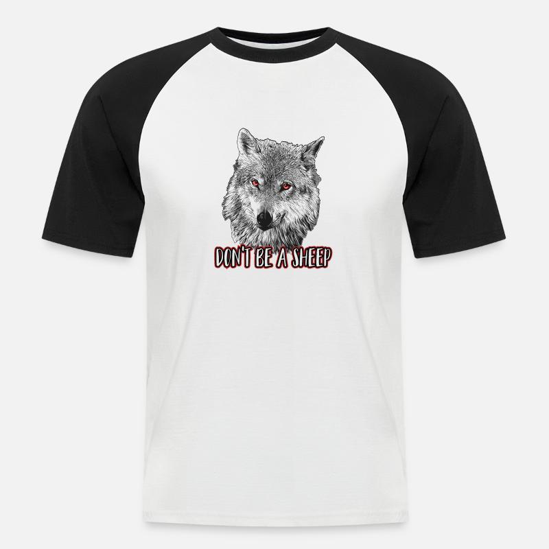 Don't be a sheep - Men's Baseball T-Shirt - white/black