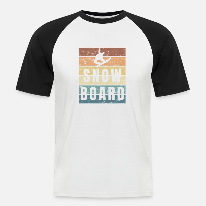 Snowboad Wintersport Halfpile Freestyle - Männer Baseball-T-Shirt - Weiß/Schwarz