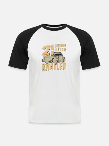 21 JAHRE ALTER KNALLER - Männer Baseball-T-Shirt - Weiß/Schwarz