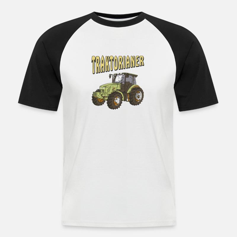 TRAKTORIANER - Männer Baseball-T-Shirt - Weiß/Schwarz
