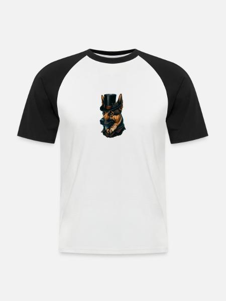 Hund German Shepherd Hundemotiv - Männer Baseball-T-Shirt - Weiß/Schwarz