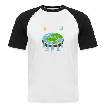 FLAT Earth Retro Flat Earther Designs - Men's Baseball T-Shirt - white/black - Front - Nik (191cm)
