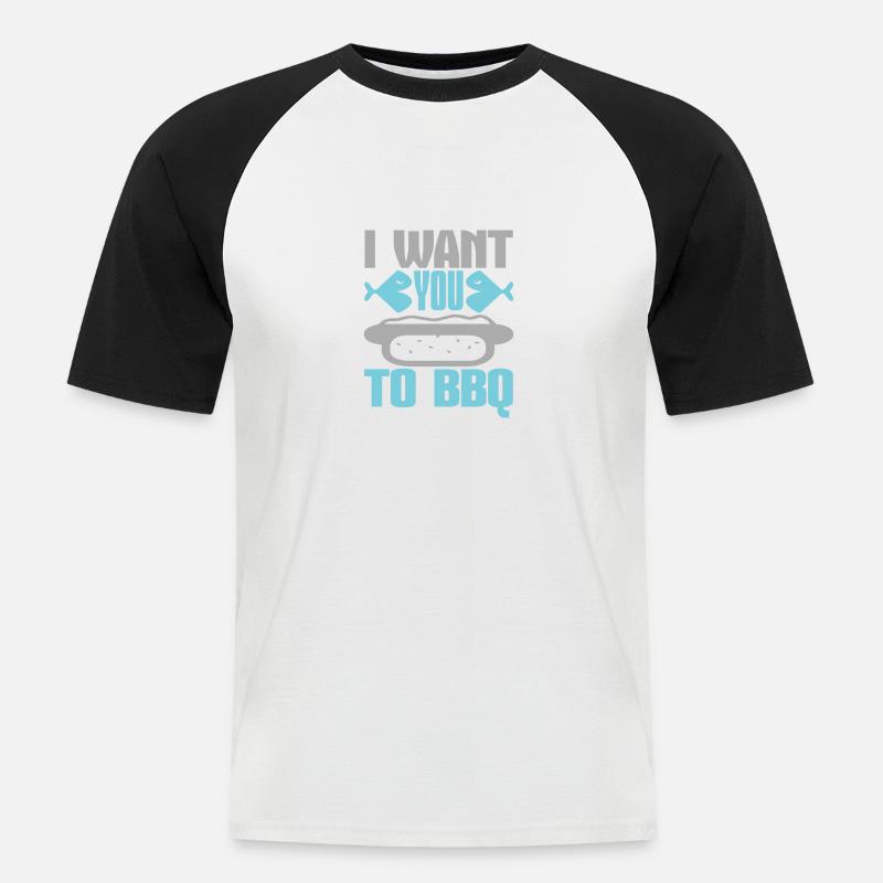 ICH MÖCHTE, DASS DU GRILLST - Männer Baseball-T-Shirt - Weiß/Schwarz
