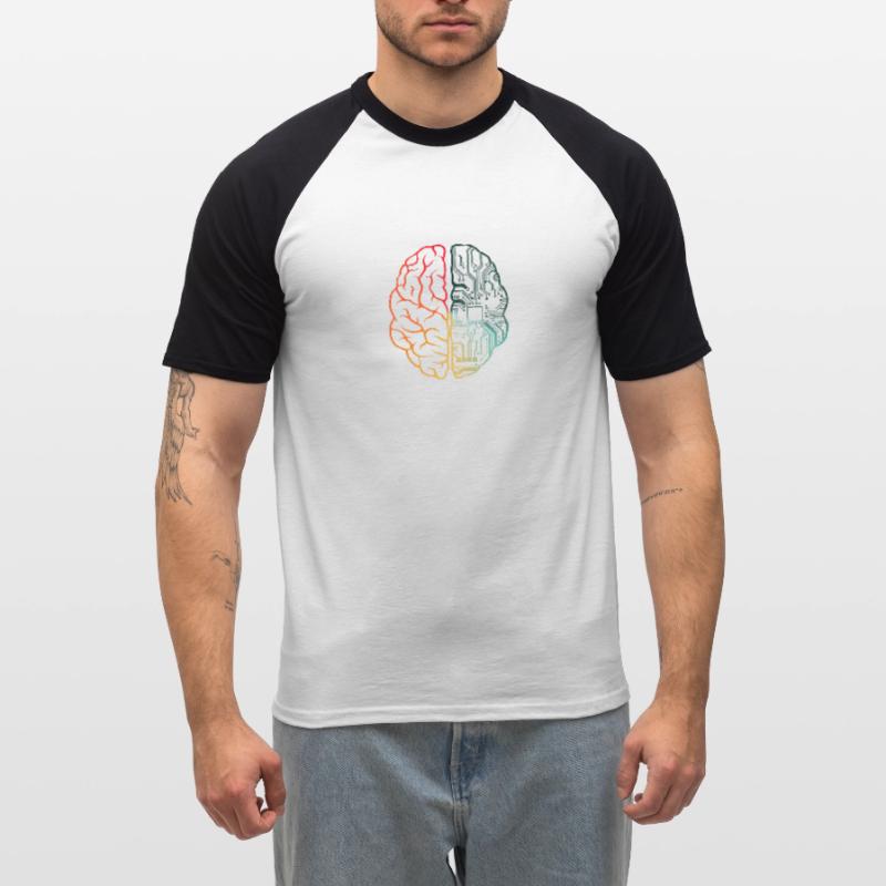 Programmeur Coding - Developer Programming Brain T-shirt baseball manches courtes Homme