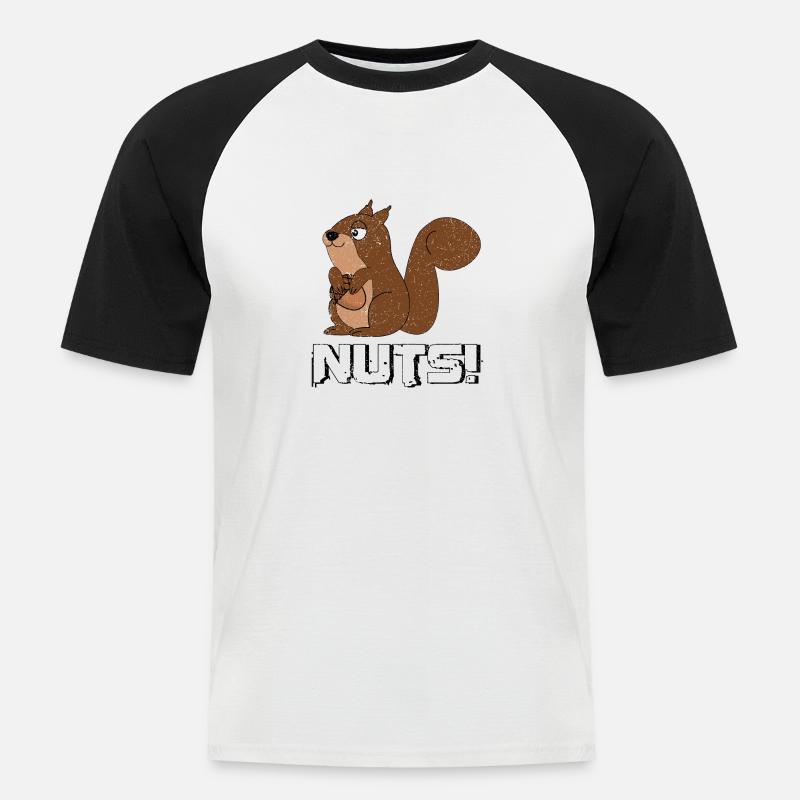 Süßes hungriges Eichhörnchen - Männer Baseball-T-Shirt - Weiß/Schwarz
