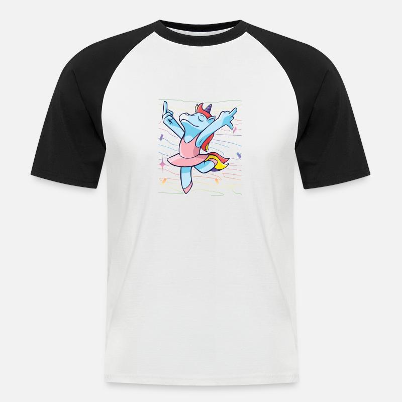 Einhorn mittelfinger witzig geschenkidee - Männer Baseball-T-Shirt - Weiß/Schwarz