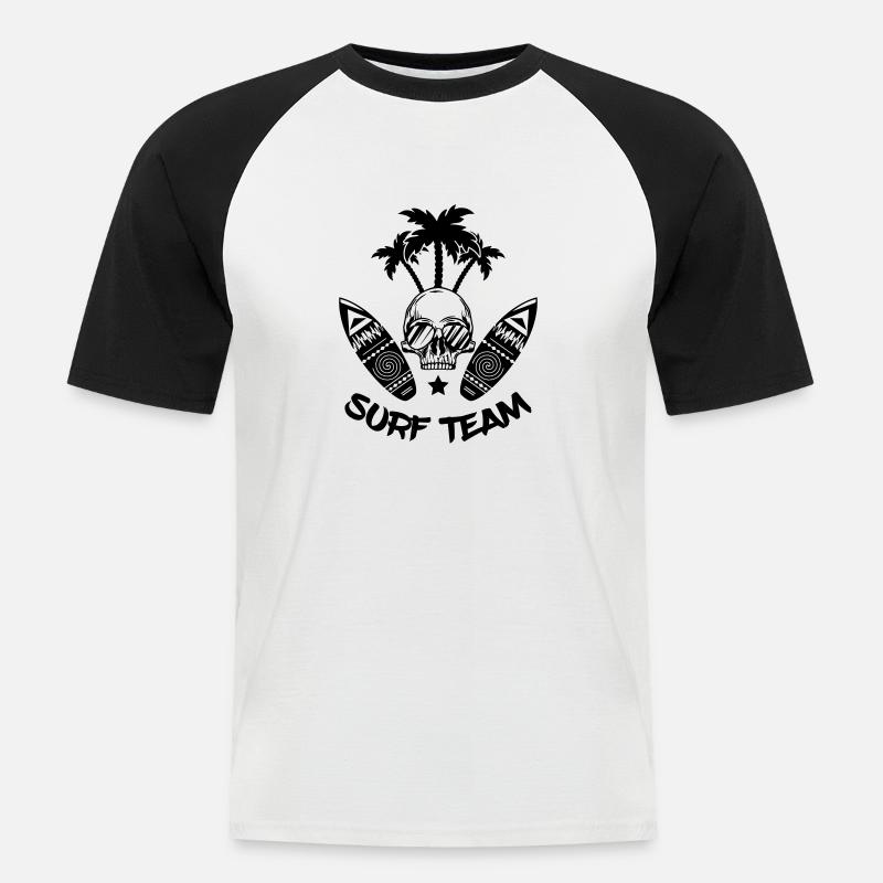 surf team - Männer Baseball-T-Shirt - Weiß/Schwarz