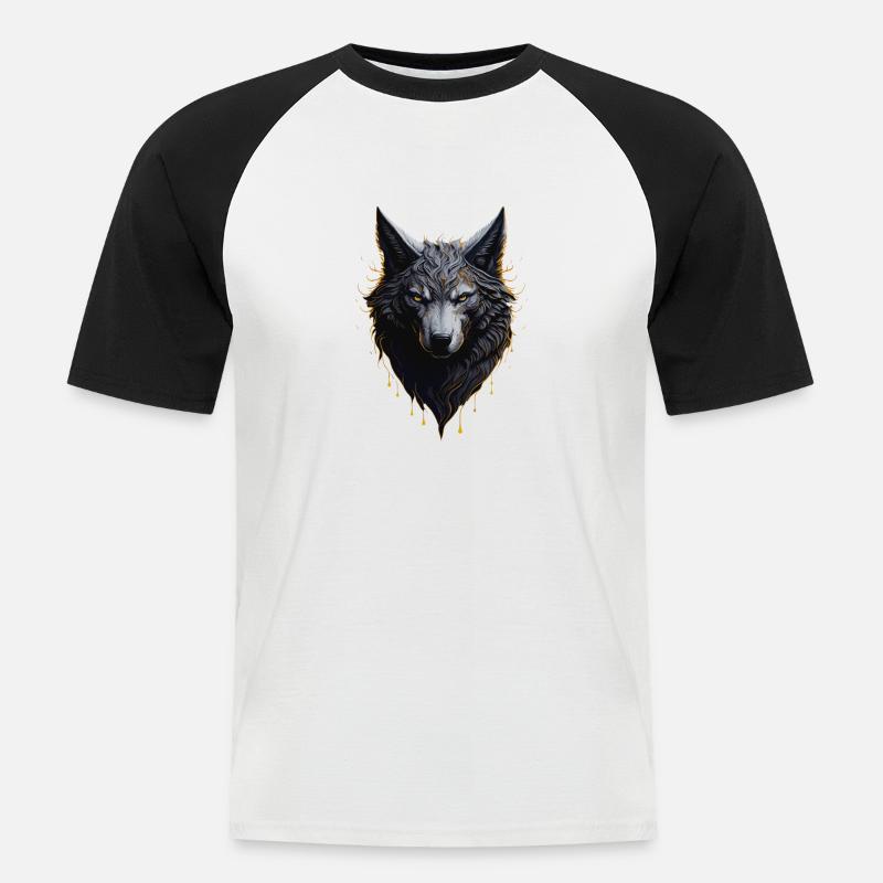 WOLF DESIGN - Männer Baseball-T-Shirt - Weiß/Schwarz