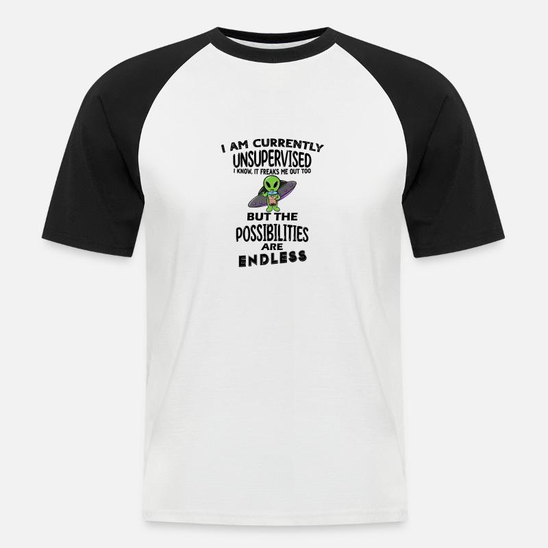 I am currently unsupervised - Männer Baseball-T-Shirt - Weiß/Schwarz