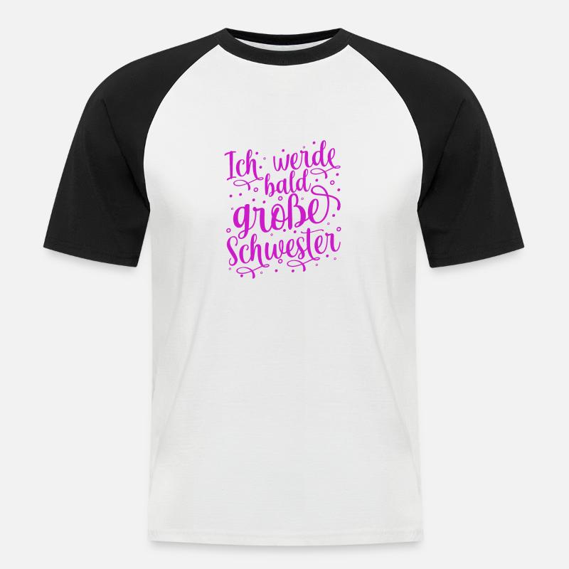 Ich werde große Schwester - Männer Baseball-T-Shirt - Weiß/Schwarz