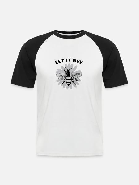Let it bee - Nachhaltigkeit - Männer Baseball-T-Shirt - Weiß/Schwarz