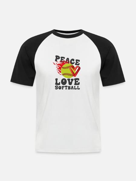 Mädchen Frieden Liebe Softball - Männer Baseball-T-Shirt - Weiß/Schwarz