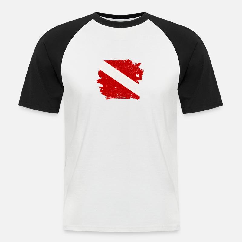 Tauchlehrer Taucher Tieftauchen Divemaster Student - Männer Baseball-T-Shirt - Weiß/Schwarz
