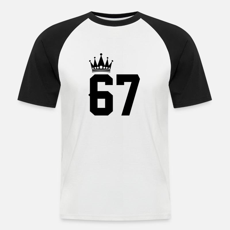 67 - Maglia da baseball a manica corta da uomo - bianco/nero