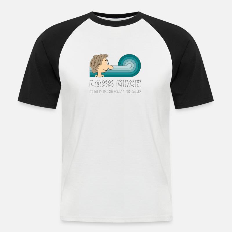 COMIC KOPF LASS MICH - Männer Baseball-T-Shirt - Weiß/Schwarz