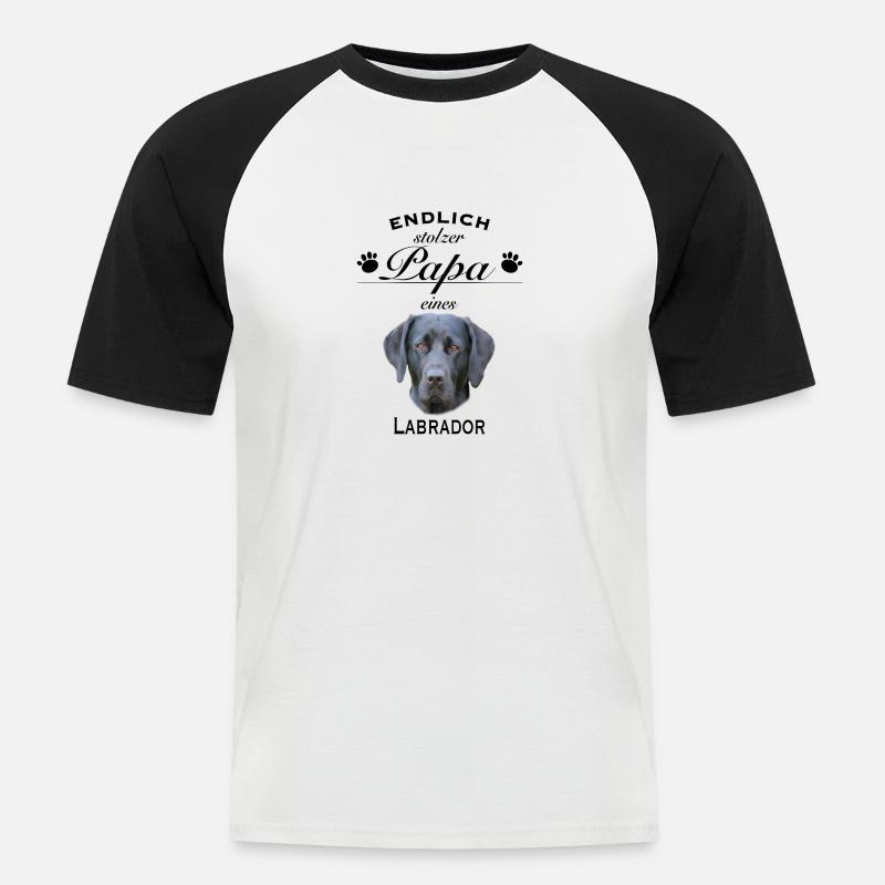 Endlich stolzer Papa - Labrador - Männer Baseball-T-Shirt - Weiß/Schwarz