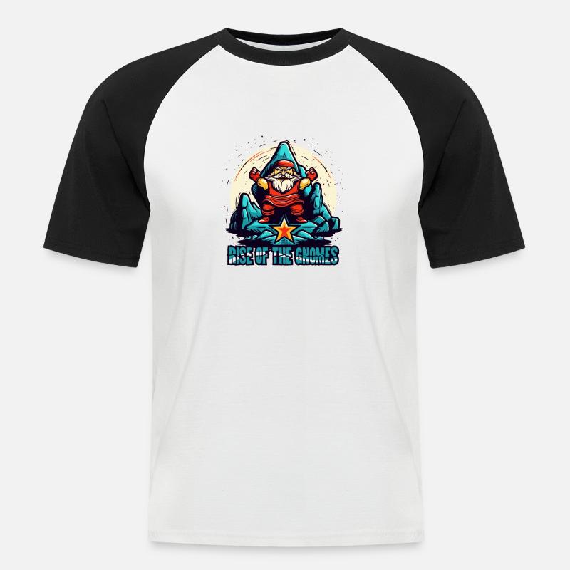 Der Aufstieg der Gartenzwerge - Männer Baseball-T-Shirt - Weiß/Schwarz