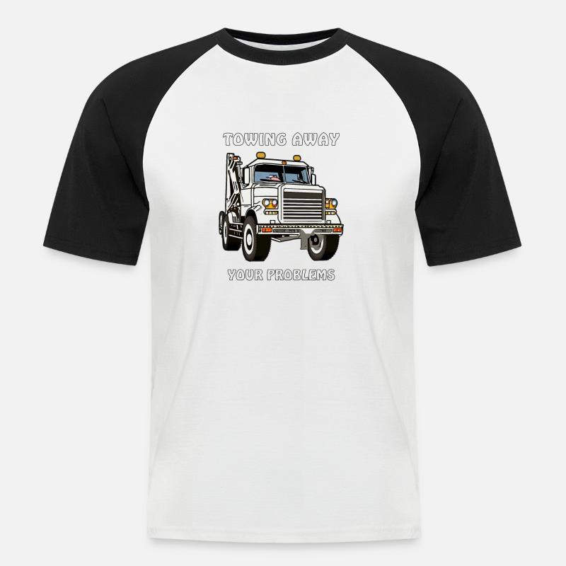 ABSCHLEPPWAGEN TOWING AWAY YOUR PROBLEMS - Männer Baseball-T-Shirt - Weiß/Schwarz