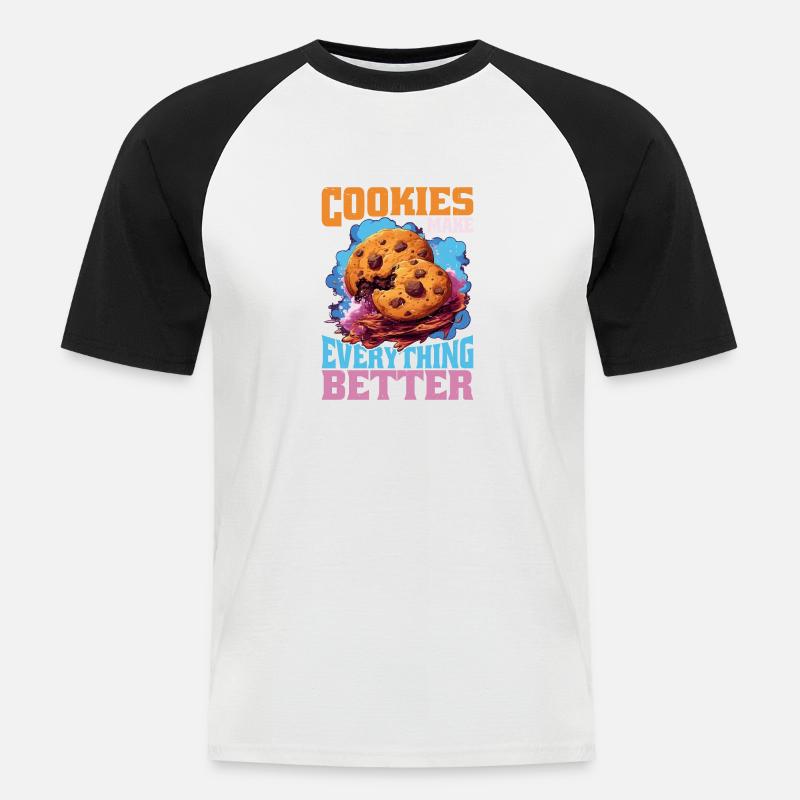 Cookies Make Everything Better 9 - Männer Baseball-T-Shirt - Weiß/Schwarz