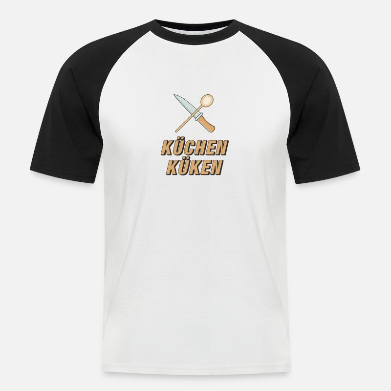 KÜCHEN KÜKEN - Männer Baseball-T-Shirt - Weiß/Schwarz