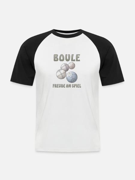 BOULE FREUDE AM SPIEL - Männer Baseball-T-Shirt - Weiß/Schwarz