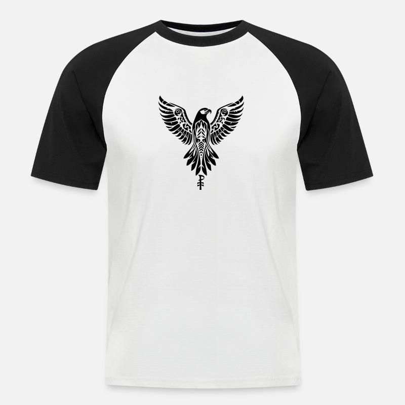 Emblem eines Raubvogels oder Adlers - Männer Baseball-T-Shirt - Weiß/Schwarz