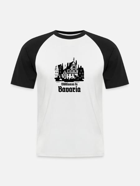 Willkommen in Bayern - Männer Baseball-T-Shirt - Weiß/Schwarz
