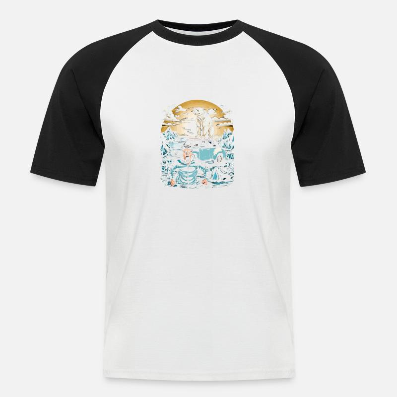 Climate Change Polar Bear - Männer Baseball-T-Shirt - Weiß/Schwarz