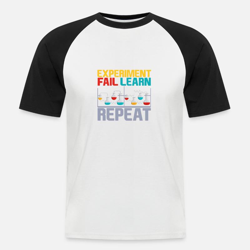 Experiment Fail Learn Repeat 4 - Männer Baseball-T-Shirt - Weiß/Schwarz
