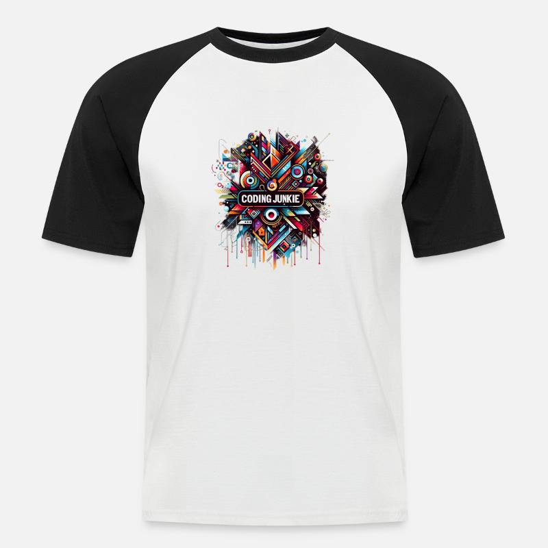 Coding Junkie 10 - Männer Baseball-T-Shirt - Weiß/Schwarz