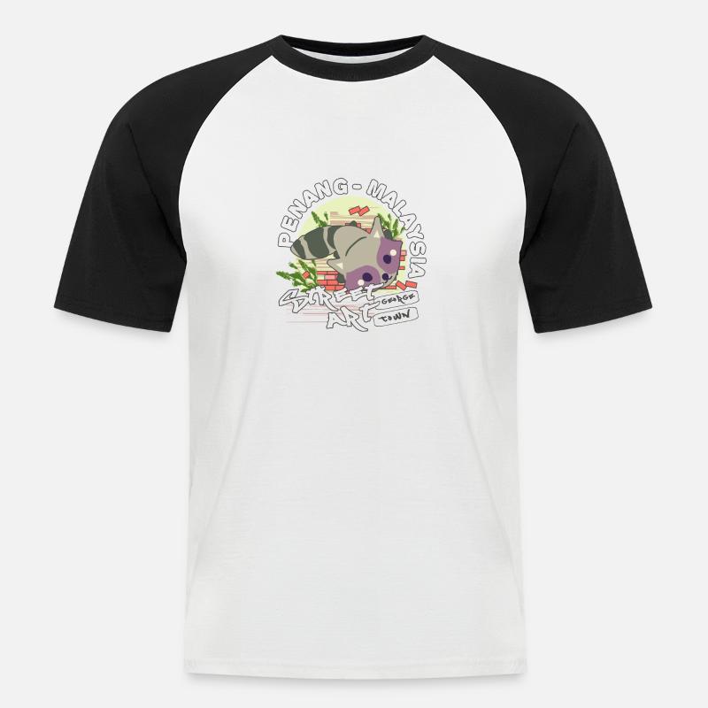 Waschbär Graffiti - Männer Baseball-T-Shirt - Weiß/Schwarz