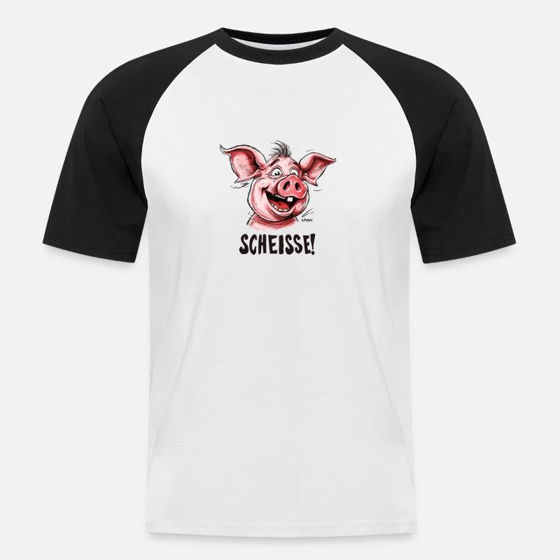Scheiße, ein kleines Schwein - Männer Baseball-T-Shirt - Weiß/Schwarz