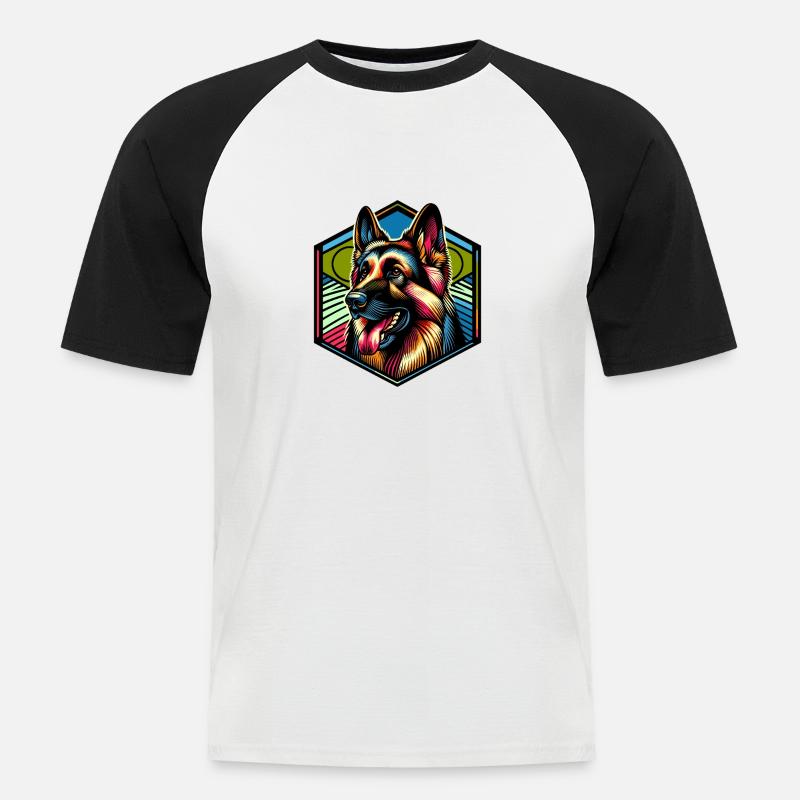 deutschen Schäferhund - Männer Baseball-T-Shirt - Weiß/Schwarz