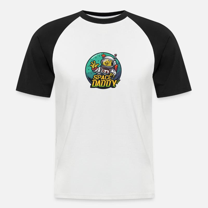 Space Daddy Sci-Fi Astronaut - Männer Baseball-T-Shirt - Weiß/Schwarz