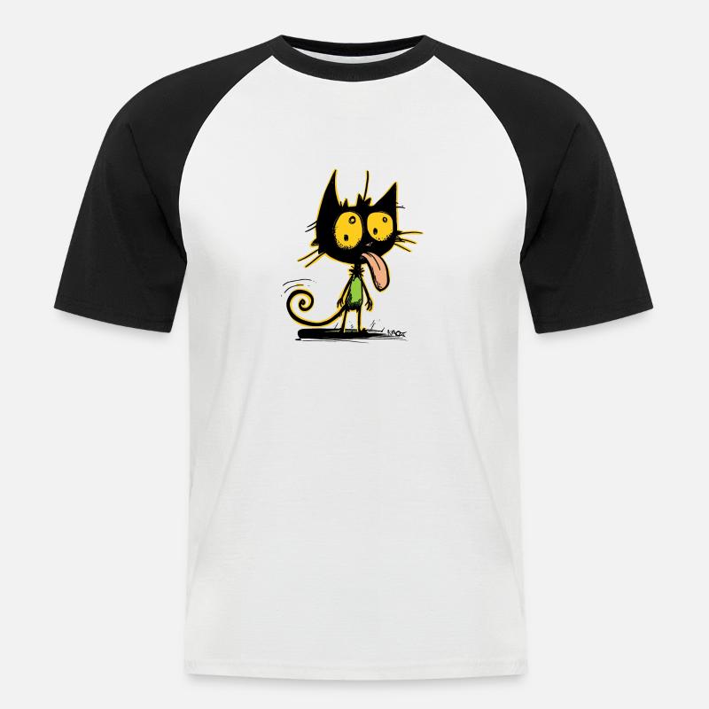 Die coolste freche beste Katze - Männer Baseball-T-Shirt - Weiß/Schwarz