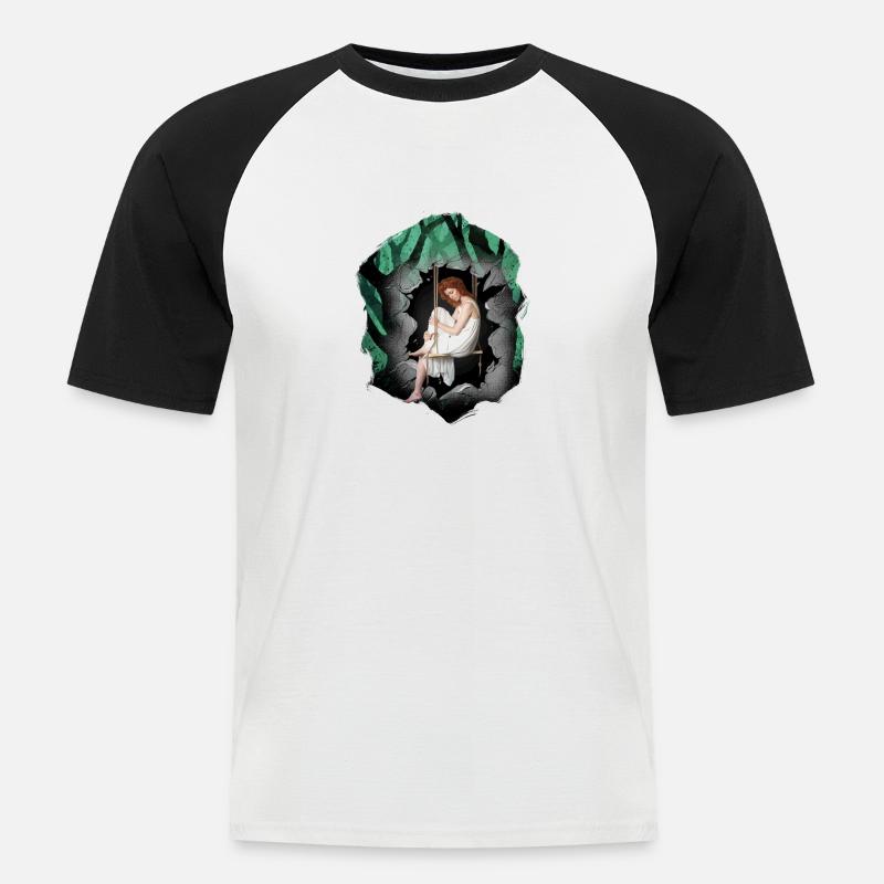Mädchen Wald Sinnlich Romantisch - Männer Baseball-T-Shirt - Weiß/Schwarz