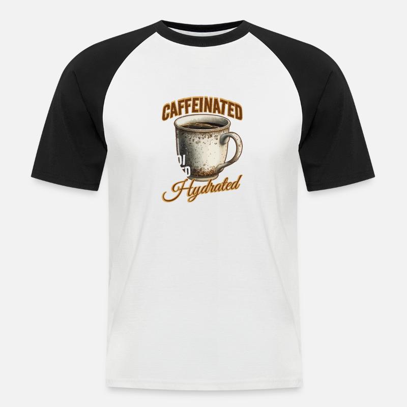 Caffeinated Medicated Hydrated 2 - Männer Baseball-T-Shirt - Weiß/Schwarz
