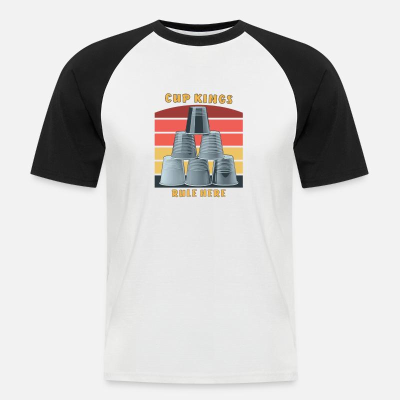 STACKING CUP KINGS RULE HERE - Men's Baseball T-Shirt - white/black