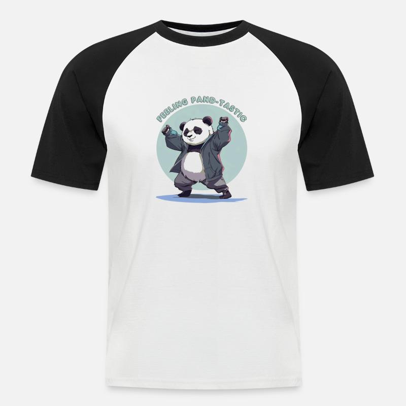 Feeling Pand- dastic - Männer Baseball-T-Shirt - Weiß/Schwarz