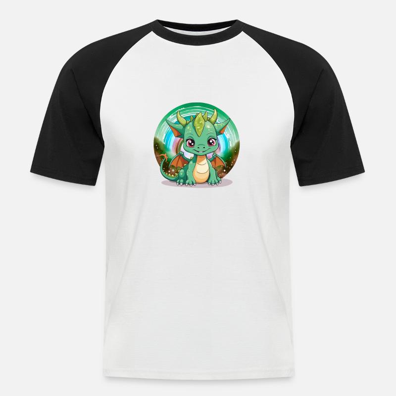 Drache Kinder Drachen Kind - Männer Baseball-T-Shirt - Weiß/Schwarz