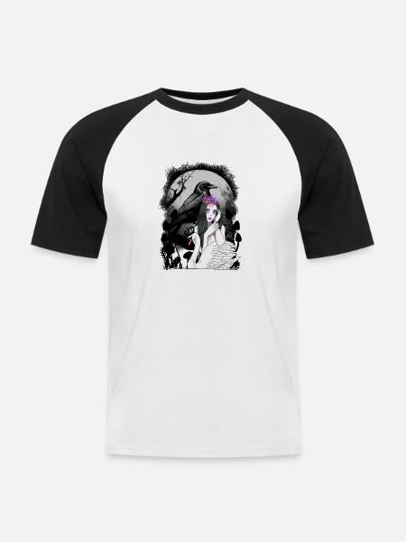 mystisch Schwan Märchen Märchenfigur Raben - Männer Baseball-T-Shirt - Weiß/Schwarz