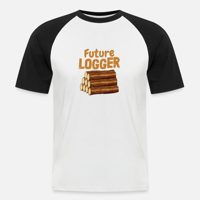Future Logger Logging Lumberjack - Männer Baseball-T-Shirt - Weiß/Schwarz