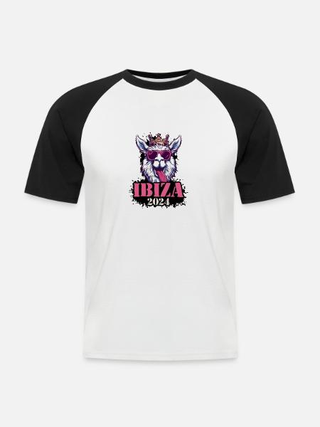 Ibiza 2024 Alpaka - Männer Baseball-T-Shirt - Weiß/Schwarz