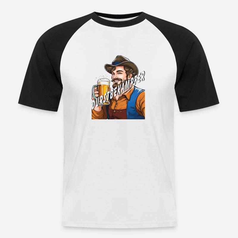 MANN Bier DURSTBEKÄMPFER - Männer Baseball-T-Shirt - Weiß/Schwarz