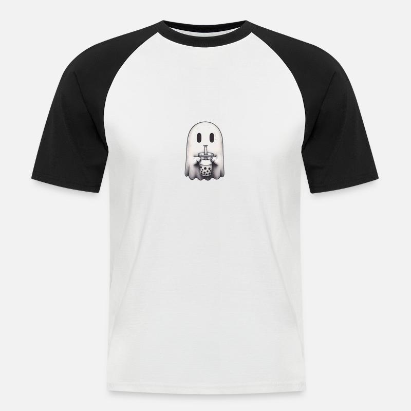 Ghost Bubble Te - Männer Baseball-T-Shirt - Weiß/Schwarz