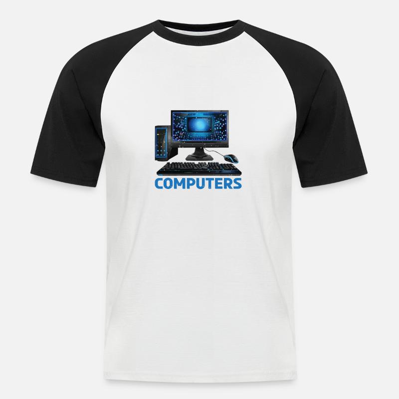 I Hate Computers - Männer Baseball-T-Shirt - Weiß/Schwarz