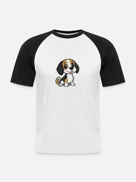 Beagle Hund Comic Niedlich - Männer Baseball-T-Shirt - Weiß/Schwarz