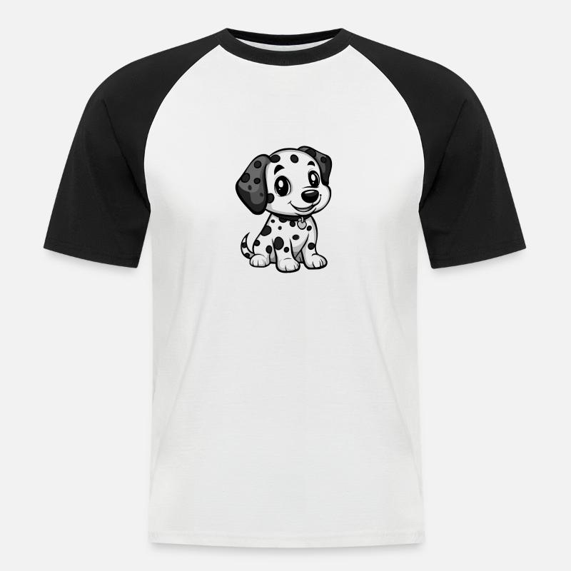 Dalmatiner Hund Comic Niedlich - Männer Baseball-T-Shirt - Weiß/Schwarz